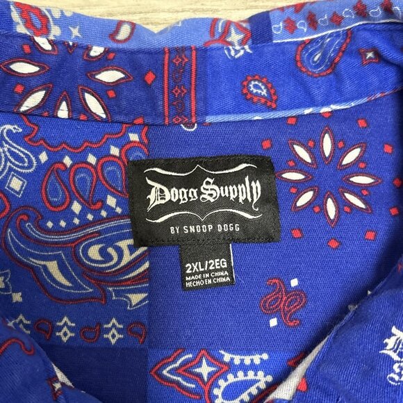 Snoop Dogg Dogg Supply Shirt Mens 2XL Blue Bandana Print Short Sleeve Cotton - Picture 7 of 9